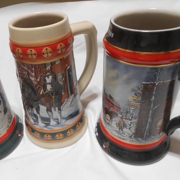 VTG RARE LOT 3 ANHEUSER-BUSCH BUDWEISER BEER STEIN MUGS COLLECTOR SERIES CLYDESD - Picture 11 of 13